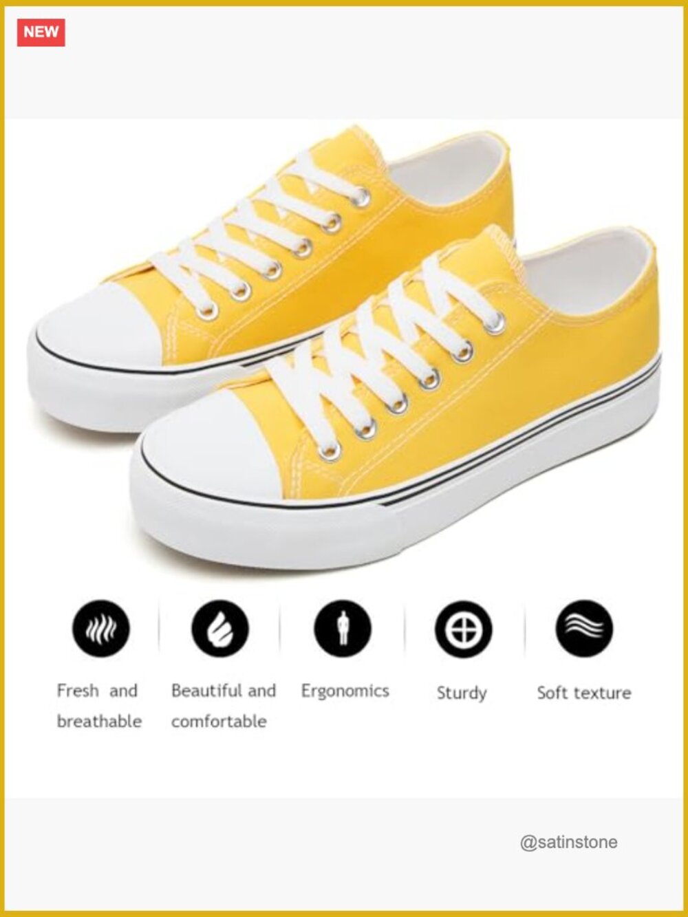 Low Top Canvas Sneakers with Rubber Sole Cushioned Insole Lace Up Closure - Picture 3 of 7
